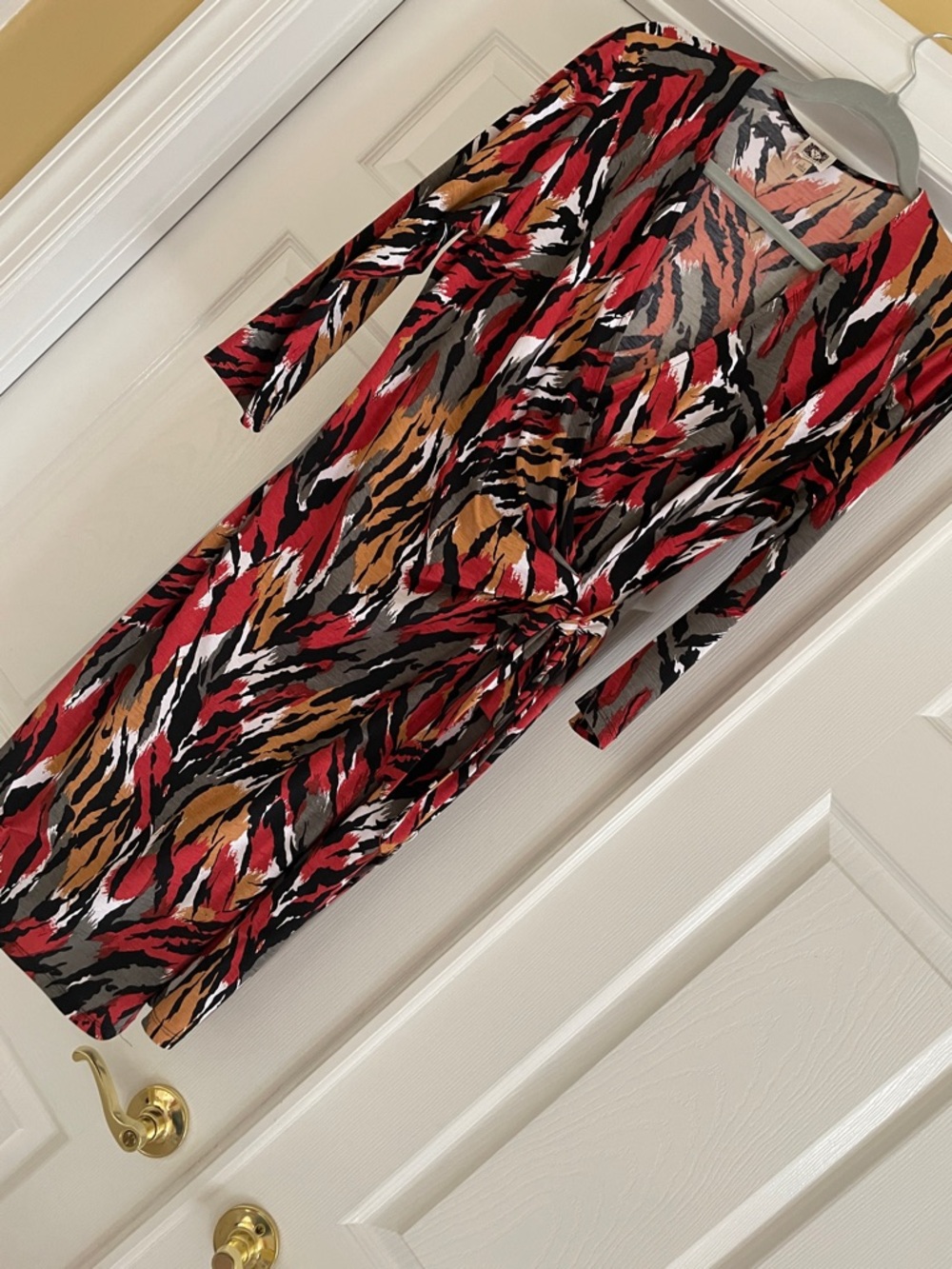 Anne Klein Animal Print Surplice Dress with Side-tie